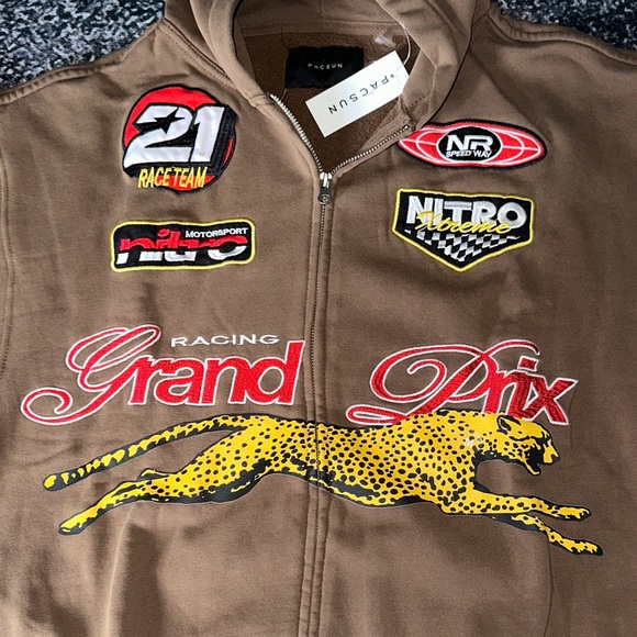 PacSun Brown Racing  Jacket - Picture 3 of 6